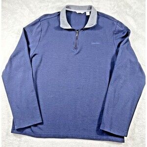 Calvin Klein Mens L  1/4 Zip Long Sleeve Pull Over Sweat Shirt Blue